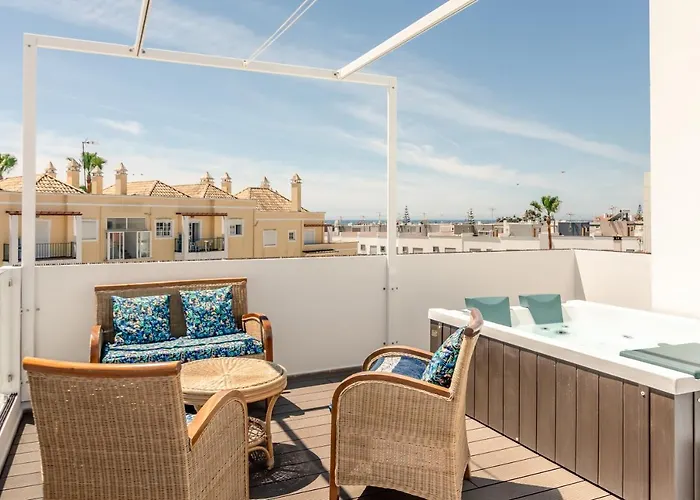 Seascape Private Pool & Rooftop Jacuzzi With Sea View Near Manta Rota Villa Vila Nova de Cacela